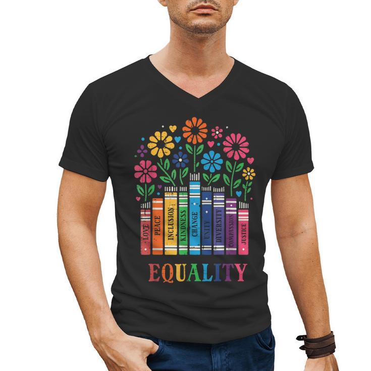 Equality Love Peace Compassion Books Protest Women Girls Kid Men's V-Neck T-Shirt