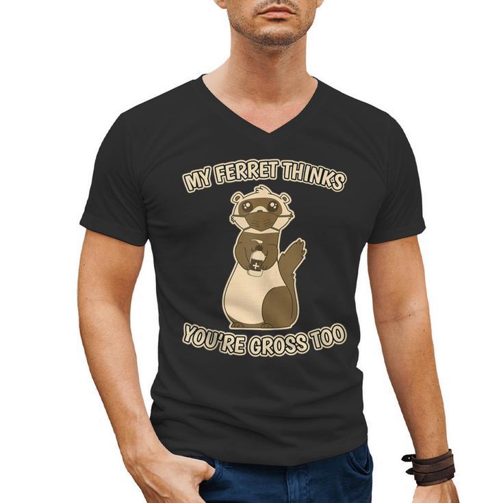 Ew People Ferret Saying Mask Introvert Ferrets Men's V-Neck T-Shirt