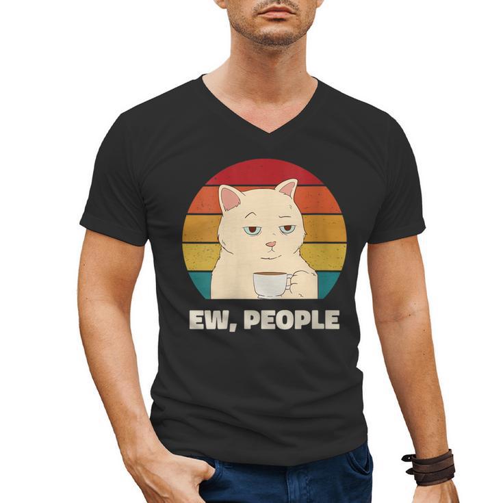 Ew People Introvert Cat Lover Crazy Colorful Cat Lady Men's V-Neck T-Shirt