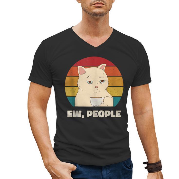 Ew People Introvert Cat Lover Crazy Colorful Cat Lady Men's V-Neck T-Shirt