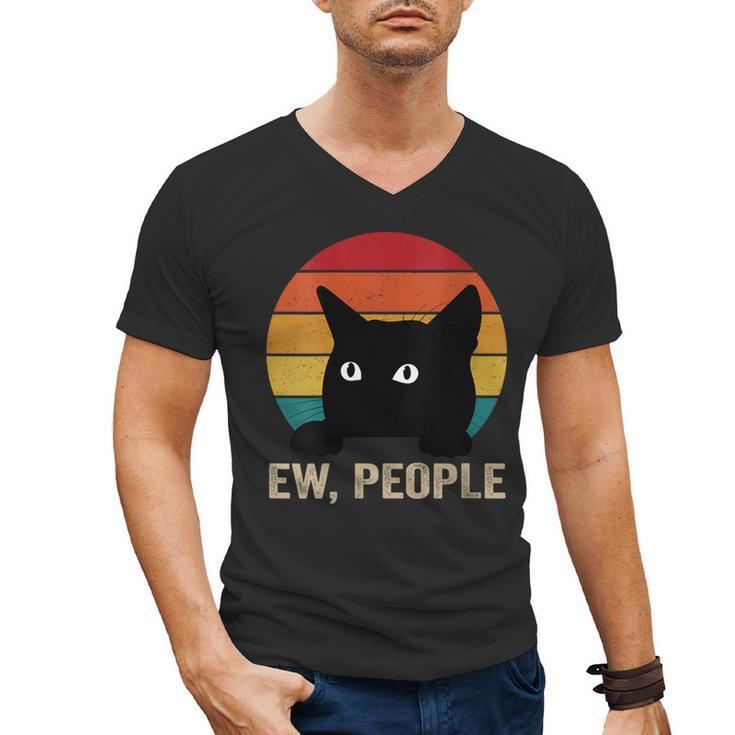 Ew People Introvert Cat Lover Cat Lady Vintage Men's V-Neck T-Shirt