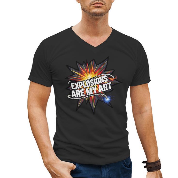 Explosions Are My Art Comic Book Boom Men's V-Neck T-Shirt
