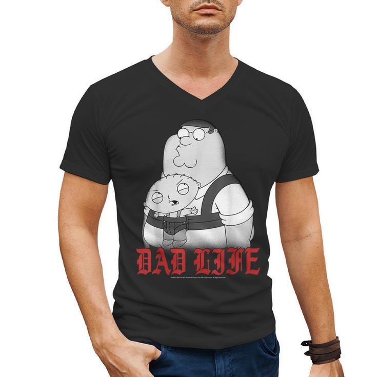 Family Guy Peter Stewie Dad Life Distressed Big Chest Logo Men's V-Neck T-Shirt