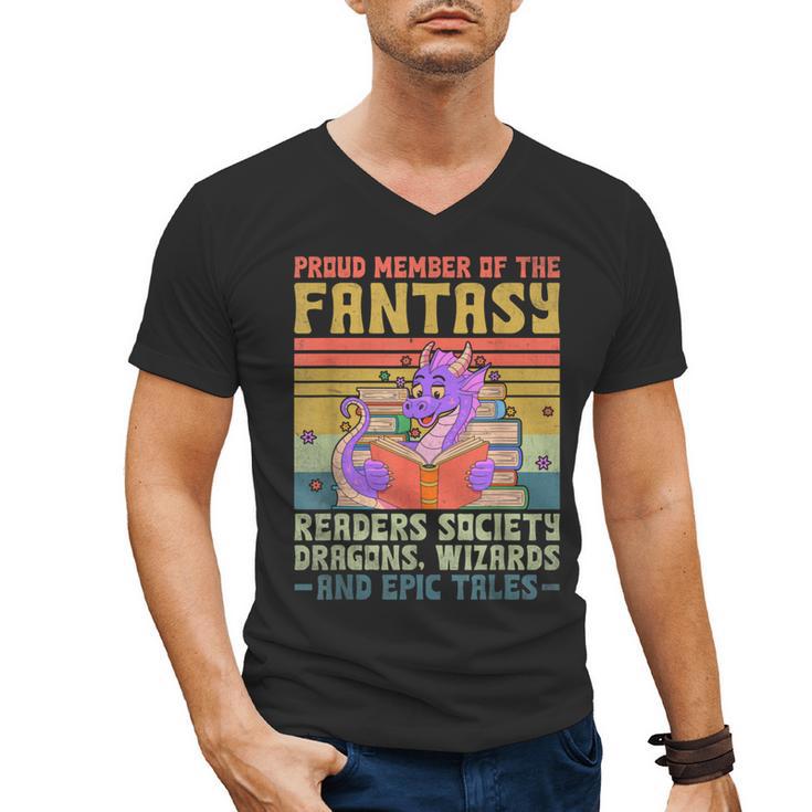 Fantasy Reader Society Reading Book Retro Bookworm Reader Men's V-Neck T-Shirt