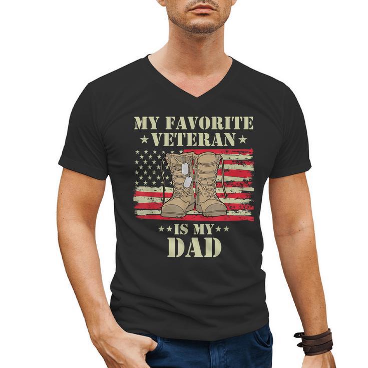 Father Veterans Day My Favorite Veteran Is My Dad Proud Kids Men's V-Neck T-Shirt