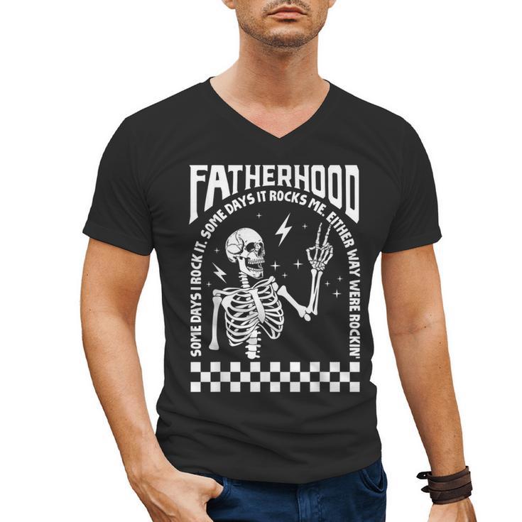 Fatherhood Dad Tour Some Days I Rock It Happy Father's Day Men's V-Neck T-Shirt