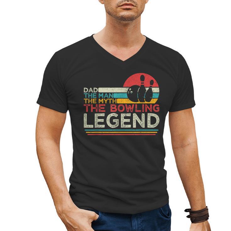 Father's Day The Man The Myth The Bowling Legend Bowler Dad Men's V-Neck T-Shirt