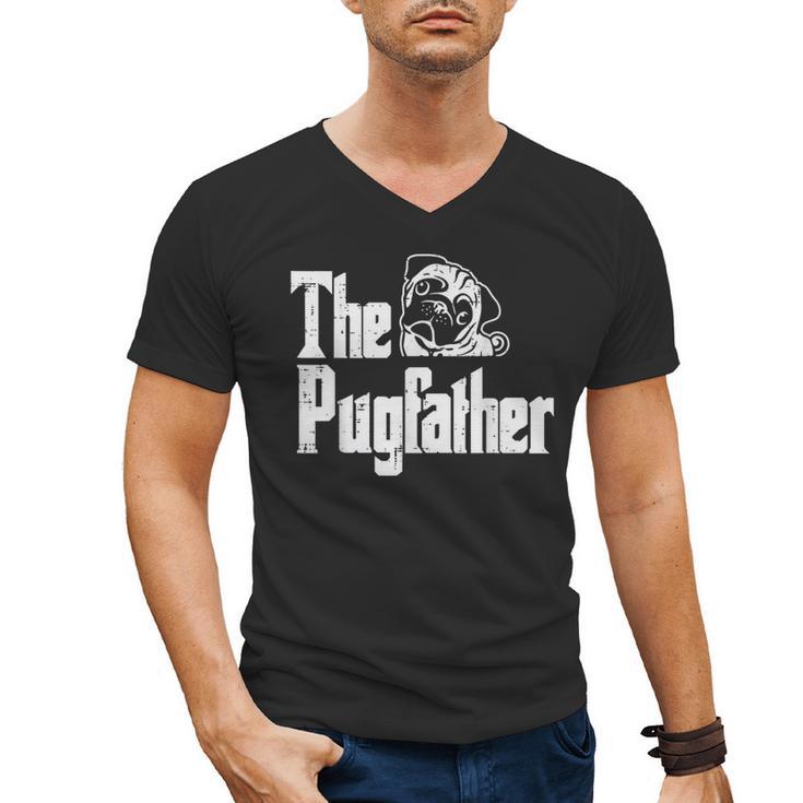 Fathers Day The Pug Father Pug Daddy Papa Fur Dad Dog Owner Men's V-Neck T-Shirt