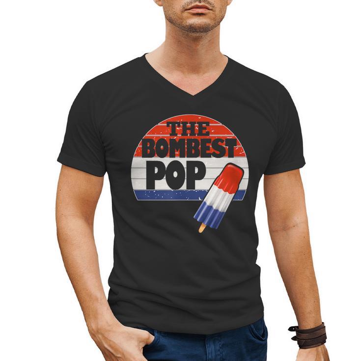 Fathers Day Shirt Cool Dad Bombest Pop Retro 80s Dad Men's V-Neck T-Shirt