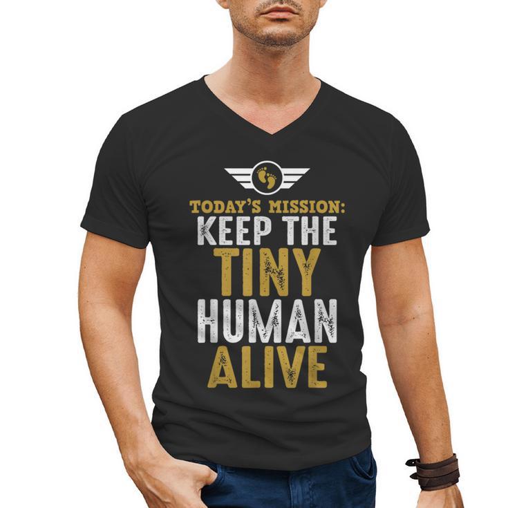 Father's Day By Tee Company New Dad First Time Father Keep Tiny Human Alive Adult Classic Fit Short Sleeve Men's V-Neck T-Shirt