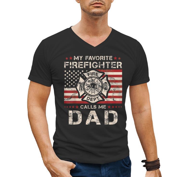 My Favorite Firefighter Calls Me Dad Fireman Father Saying Men's V-Neck T-Shirt