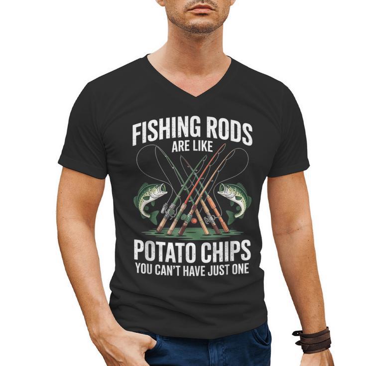 Fishing Rods Are Like Potato Chips Dad Fisherman Men's V-Neck T-Shirt