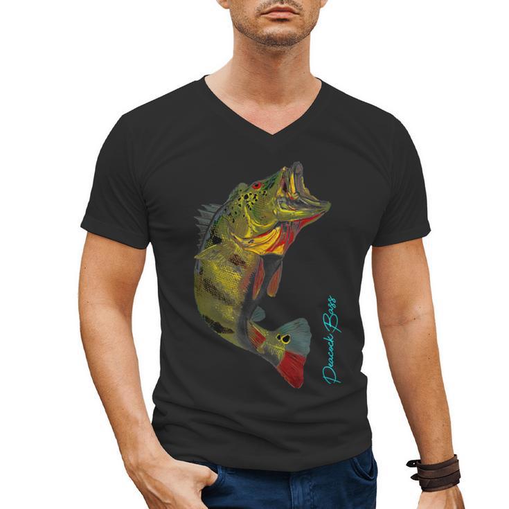 Fishing Shirts PEACOCK BASS Fishing Art Shirt For Dad Men's V-Neck T-Shirt