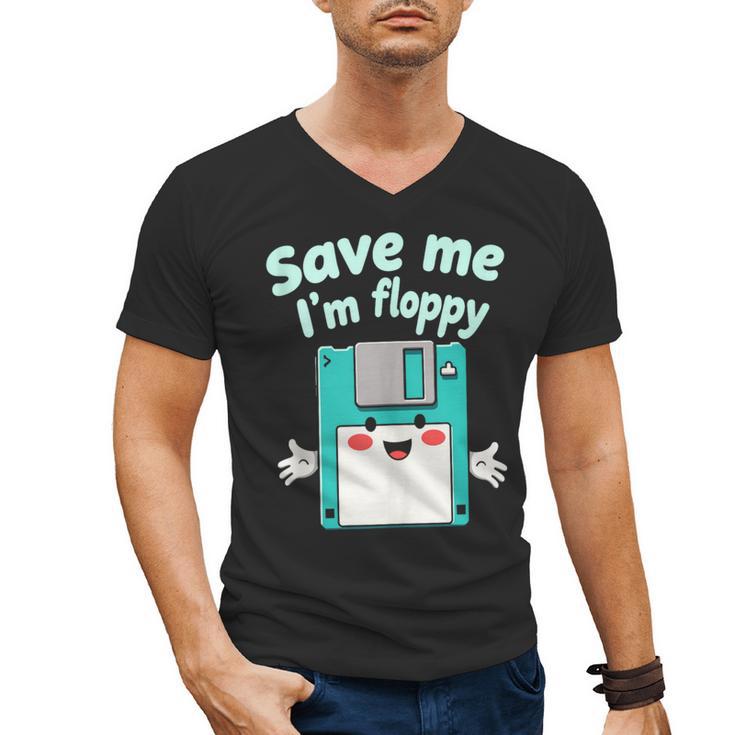 Floppy Disk Retro Tech Nostalgia Old School Computing Humor Men's V-Neck T-Shirt