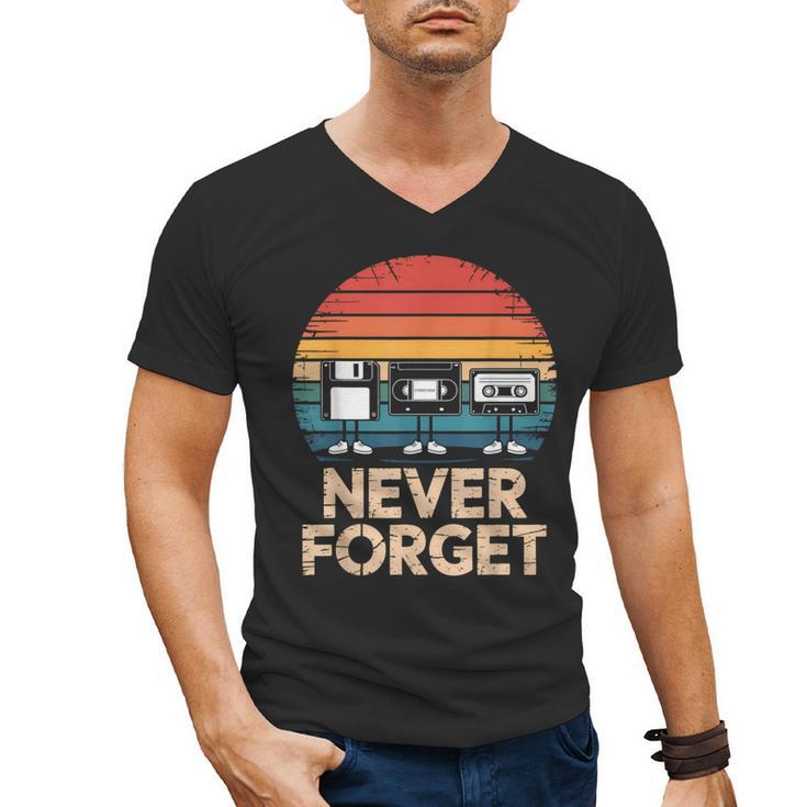 Floppy VHS Cassette Never Forget Retro 80s 90s Nostalgia Men's V-Neck T-Shirt