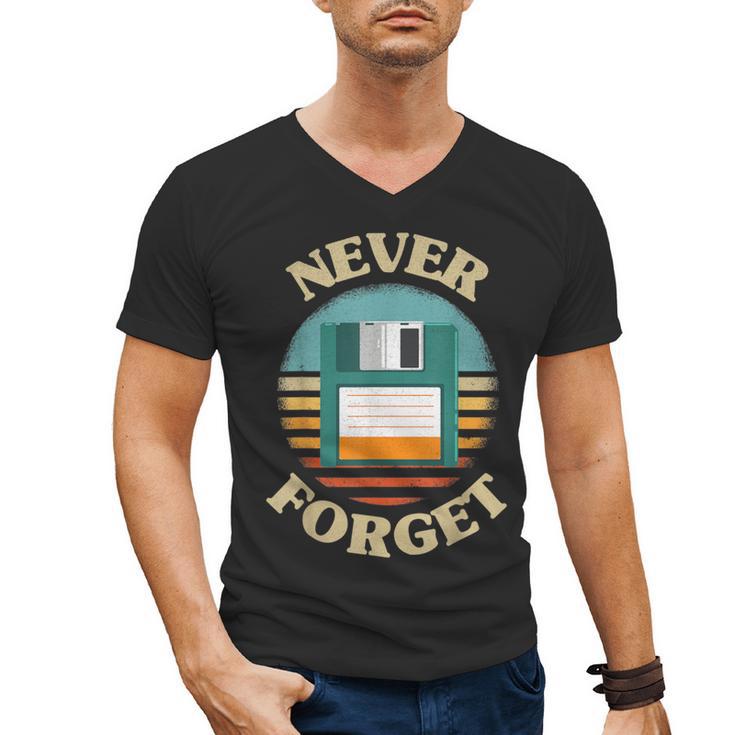 Never Forget Retro Diskette Nostalgia Vintage Men's V-Neck T-Shirt