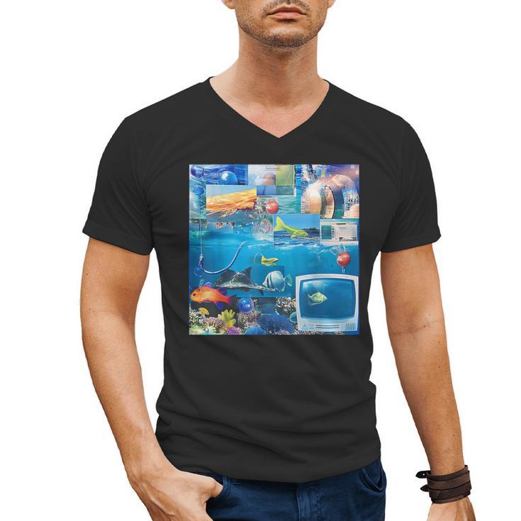 Frutiger Aero Retro Vibes Y2K Retro Grunge Men's V-Neck T-Shirt