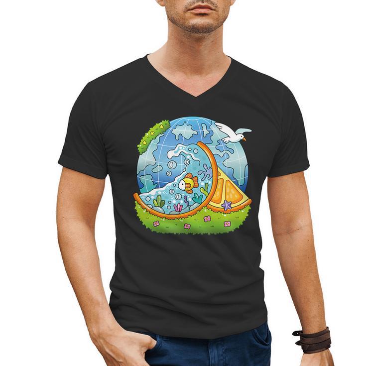 Frutiger Aero Y2K Fashion Trends Statement Piece Tech Orange Men's V-Neck T-Shirt