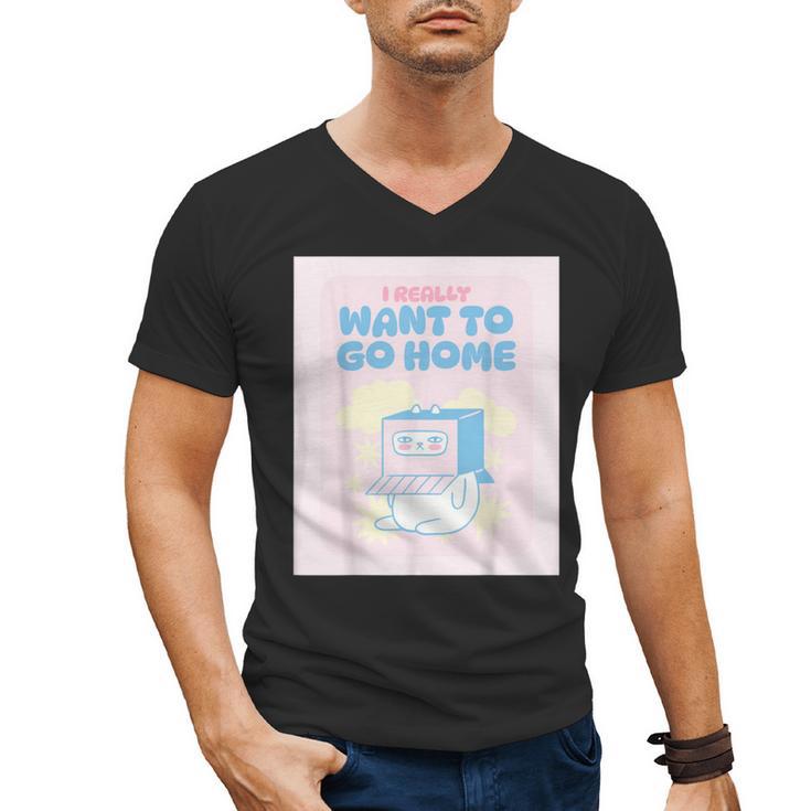 Fun Cute Introvert Cat Character Quote Men Women Men's V-Neck T-Shirt