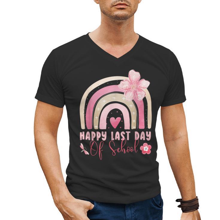 Fun Happy Last Day Of School Girl Student Graduation Rainbow Men's V-Neck T-Shirt