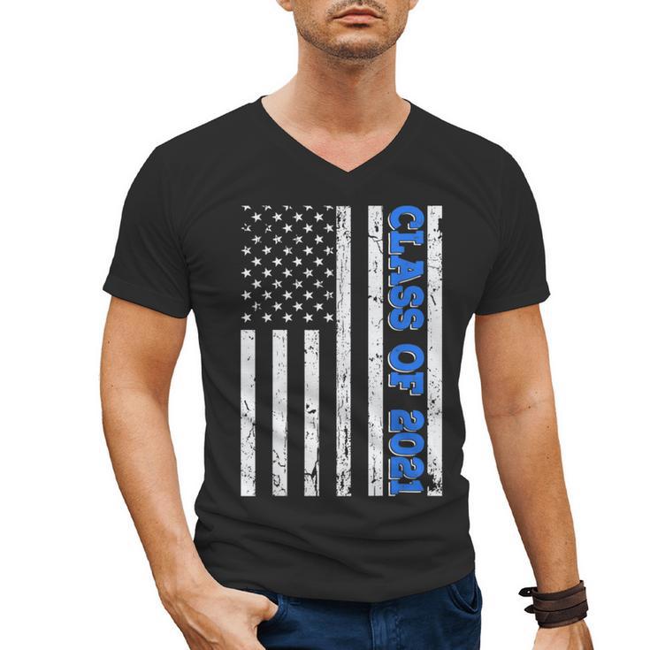 Funny Class Of 2021 American Flag Senior Graduation Men's V-Neck T-Shirt
