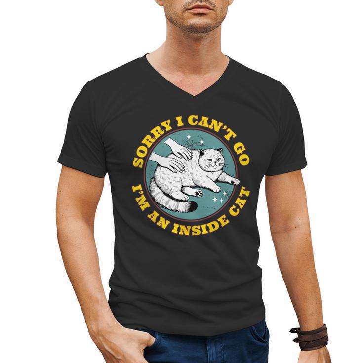 Funny Introvert Cat I Can't Go I'm An Inside Cat Homebody Men's V-Neck T-Shirt