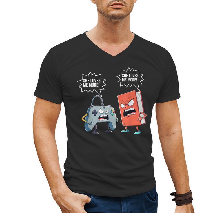 Gamer Book Lover Girl Women Bookworm Video Gaming Daughter Men's V-Neck T-Shirt