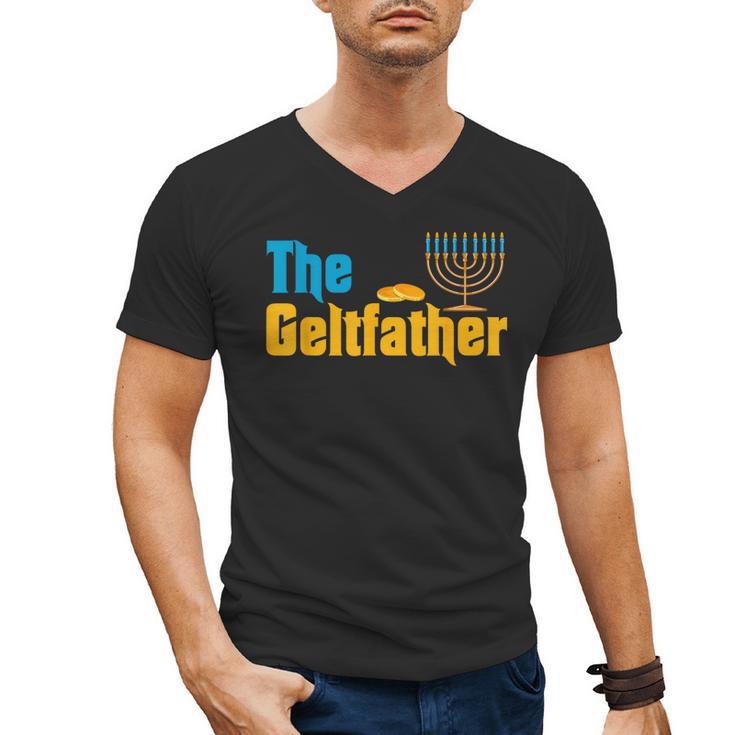 Gelt Father Hanukkah Menorah Jewish Dad Pajamas Men's V-Neck T-Shirt