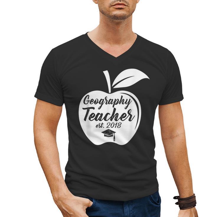 Geography Teacher Est 2018 School Graduation T Shirt Men's V-Neck T-Shirt