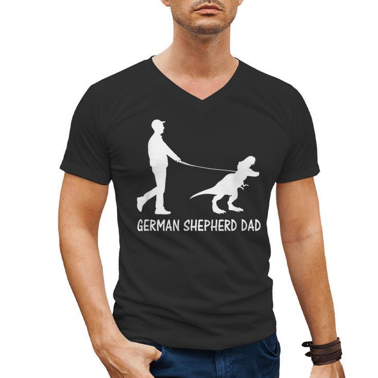 German Shepherd Dad Dinosaur GSD Owners Father's Day Men's V-Neck T-Shirt