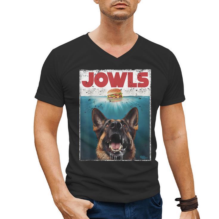 German Shepherd Jowls Hamburger GSG Dog Mom Dog Dad Men's V-Neck T-Shirt