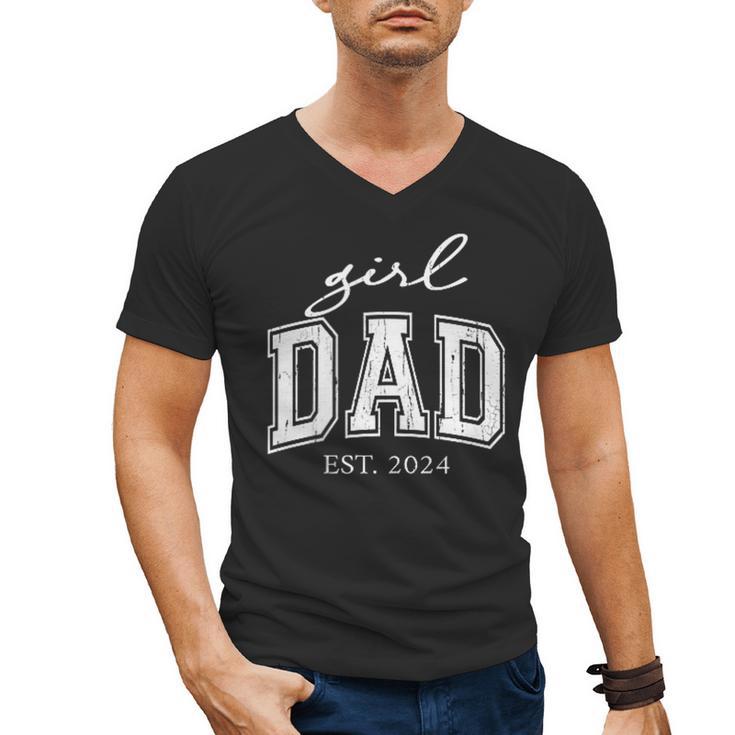 Girl Dad Est 2024 Dad Of Girls Father's Day Men's V-Neck T-Shirt