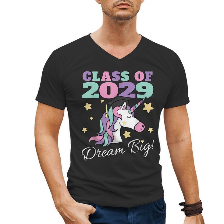Girls Class Of 2029 Magical Unicorn Graduation Cap Men's V-Neck T-Shirt