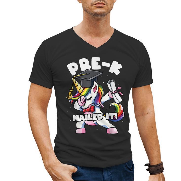 Girls Dabbing Unicorn Pre-K PreSchool Nailed It Graduation Men's V-Neck T-Shirt
