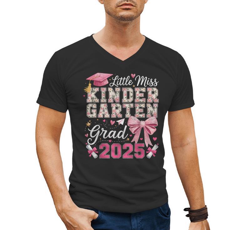 Girls Little Miss Kindergarten Grad 2025 Coquette Graduation Men's V-Neck T-Shirt