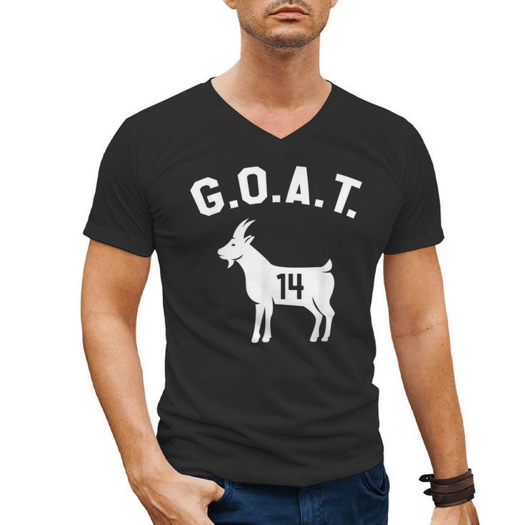 GOAT Number 14 Greatest Of All Time Dad Joke Men's V-Neck T-Shirt