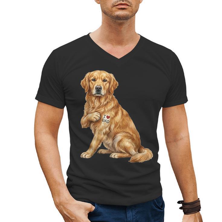 Golden Retriever I Love Dad Dog Dad Father's Day Men's V-Neck T-Shirt