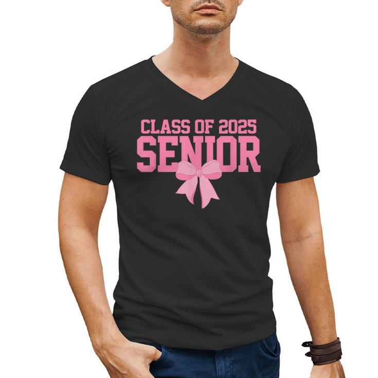 Graduate 2025 Class Of 2025 Senior Coquette Bow Graduation Men's V-Neck T-Shirt