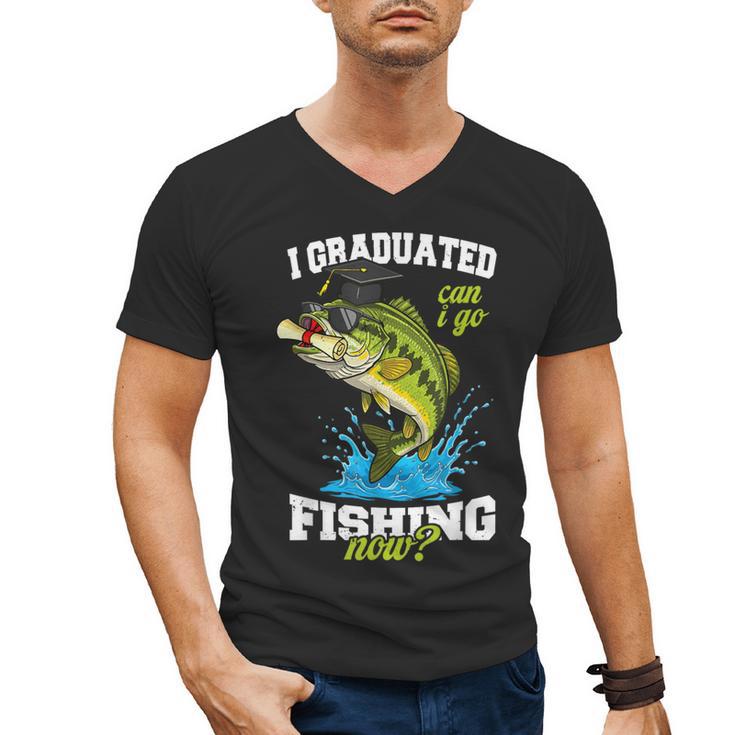 I Graduated Can I Go Fishing Now 2025 Graduation Fisher Men's V-Neck T-Shirt