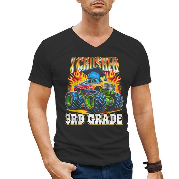Graduation 3rd Grade Monster Truck Boys I Crushed Grad Men's V-Neck T-Shirt