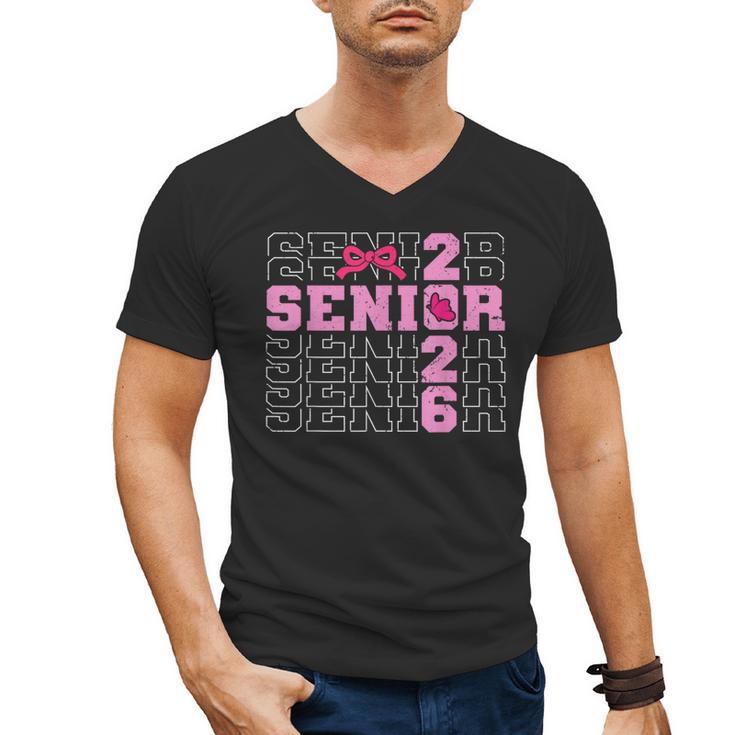 Graduation Class Of 2026 Senior 2026 Pink Bow Coquette Men's V-Neck T-Shirt
