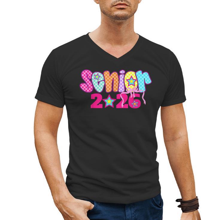 Graduation Class Of 2026 Senior Pink Coquette Bow 2026 Grade Men's V-Neck T-Shirt