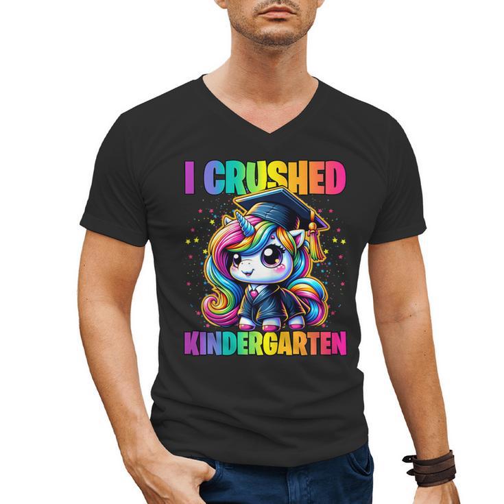 Graduation I Crushed Kindergarten Unicorn Girls Grad Magical Men's V-Neck T-Shirt
