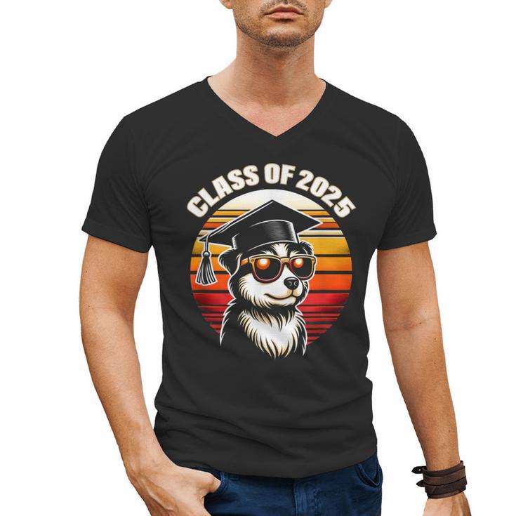 Graduation Day 2025 Graduate Class School Degree College Dog Men's V-Neck T-Shirt