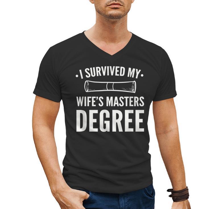 Graduation Day Husband I Survived My Wifes Masters Degree Men's V-Neck T-Shirt