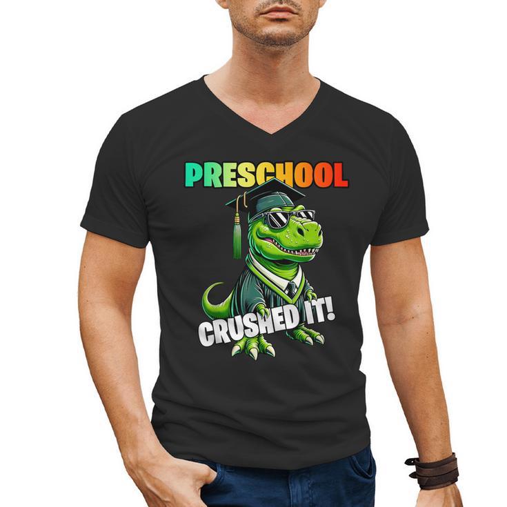 Graduation Preschool Dinosaur T Rex Crushed It Boys Grad Men's V-Neck T-Shirt
