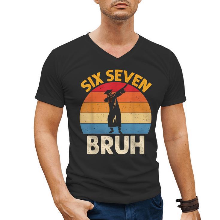 Graduation Six Seven Bruh Dabbing 67 Meme 6 7 Boys Kids Men's V-Neck T-Shirt