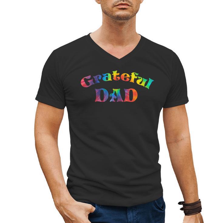Grateful Dad Fathers Day Tie Dye Letters Shirt For Dads Men's V-Neck T-Shirt