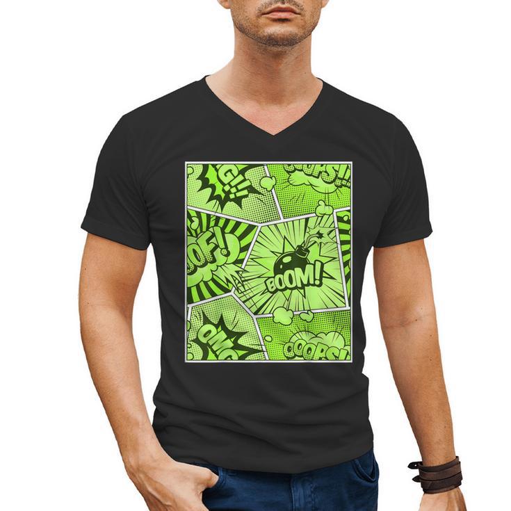 Green Comic Book Green Graphic Men's V-Neck T-Shirt