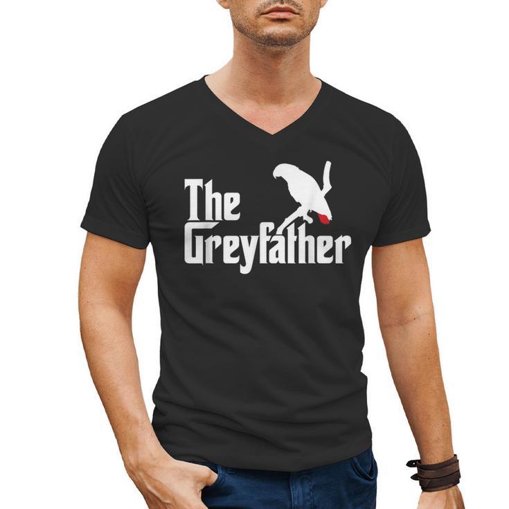 The Greyfather African Grey Parrot Lovers Bird's Dad Men's V-Neck T-Shirt